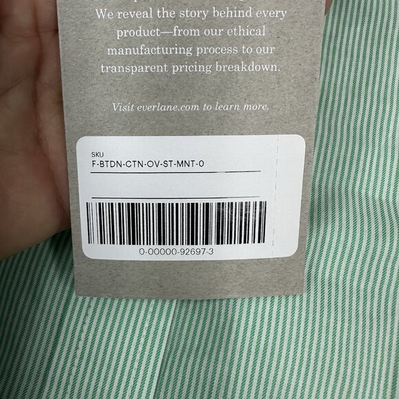 Everlane Women’s NWT Green Striped The Silky Cotton‎ Relaxed Career Shirt 0/C38 - Picture 8 of 14